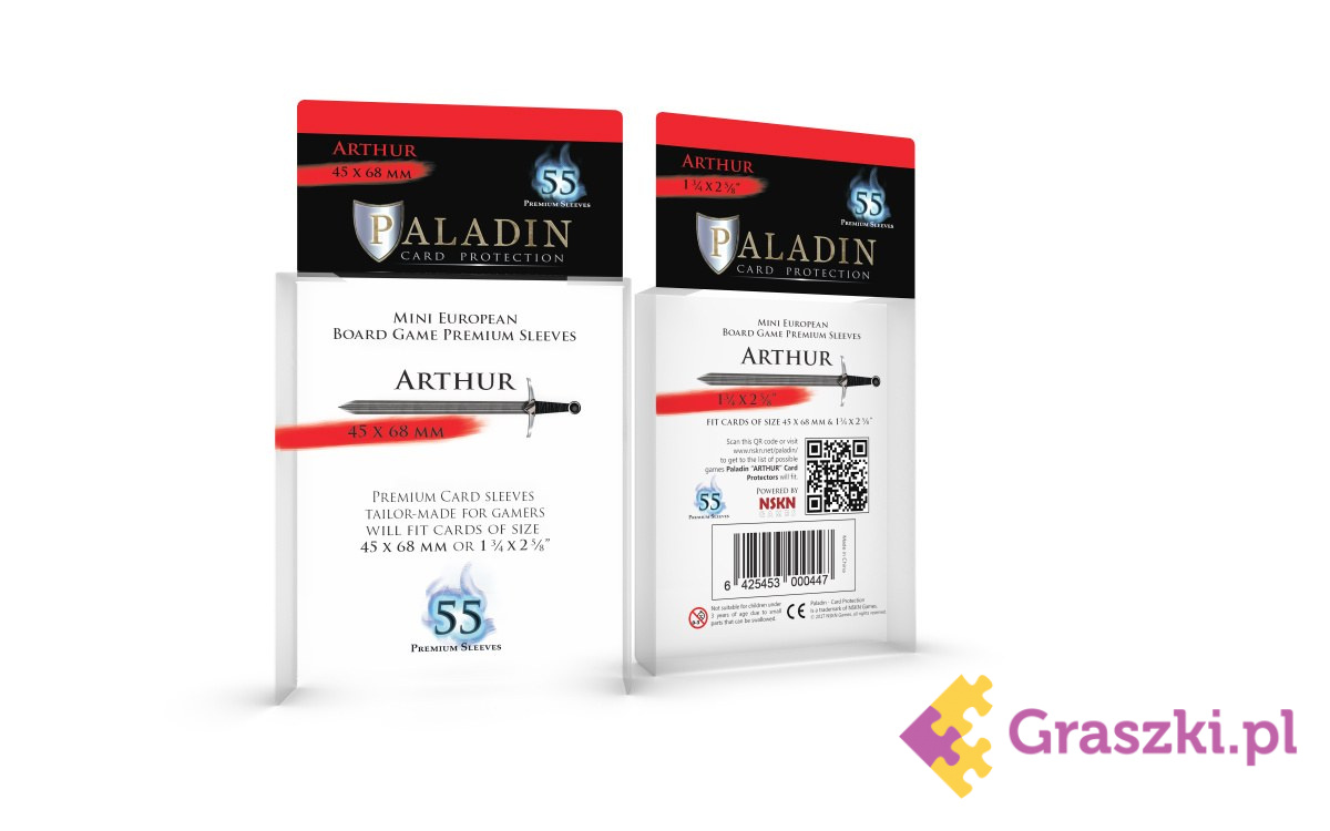 Koszulki na karty Arthur Premium Mini European (45x68), 55 sztuk